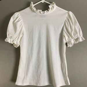 Chic White Ruffle Sleeve Blouse